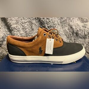 NIB Ralph Lauren Polo Vaughn Leather Men’s Saddle Sneakers Shoes Size 8.5